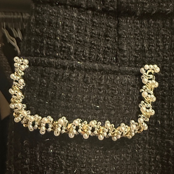 NADINE MERABI Black Tweed Dress with Pearl Details - Picture 5 of 9